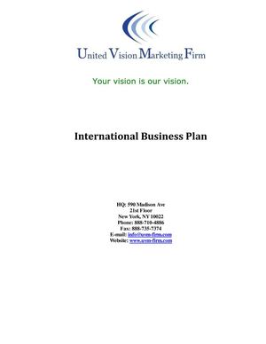 United Vision Marketing Firm Business Plan