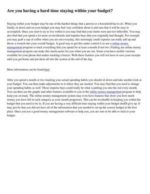 Are you having a hard time staying within your budget?