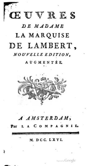 Madame de Lambert, Traité de la vieillesse (1732)