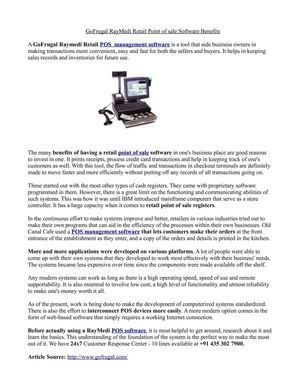  GoFrugal RayMedi Retail Point of sale Software Benefits