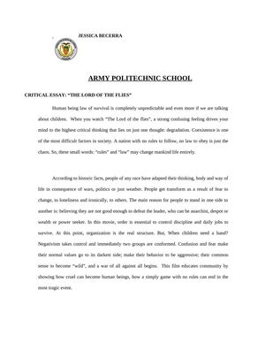 "Lord of the flies" iCritical essay