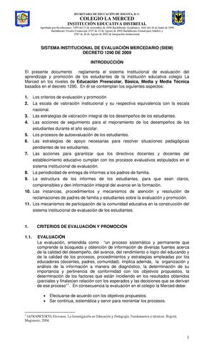 Sistema Institucional de Evaluación Mercedario 2011