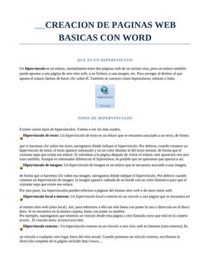 CREACION DE PAGINAS WEB BASICAS CON WORD