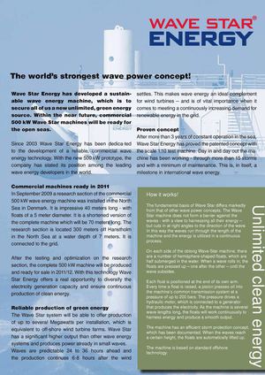 Wave Star - The World's Strongest Wave Power Concept