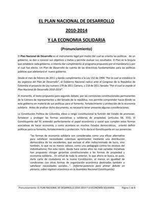 EL PLAN NACIONAL DE DESARROLLO 2010-2014 Y LA ECONOMIA SOLIDARIA (Pronunciamiento) (1)