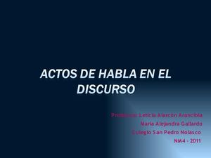 ACTOS DE HABLA EN EL DISCURSO