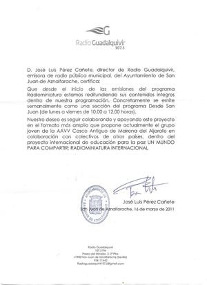 carta apoyo RADIO GUADALQUIVIR