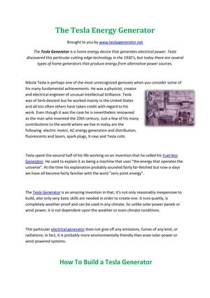 The Tesla Energy Generator