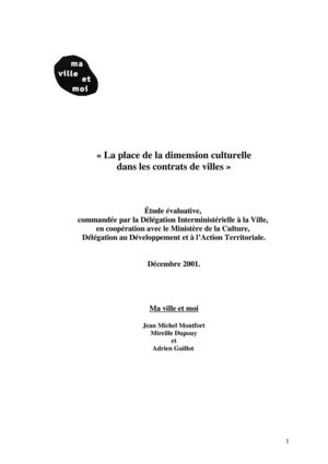 Volets culturels des Contrats de ville - Evaluation