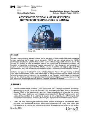TIDAL AND WAVE ENERGY CONVERSION TECHNOLOGIES IN CANADA