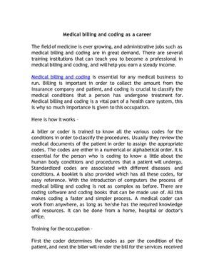 Medical Billing and Coding as a Career