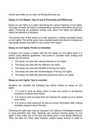 Calamo Essay On Civil Rights Tips To Use It Powerfully And Essay On Civil Rights Tips To Use It Powerfully And Effectively Examples Of Thesis Essays also Research Essay Topics For High School Students Personal Essay Thesis Statement Examples
