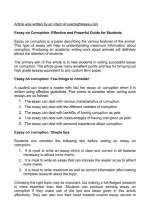 Essay on corruption in simple words