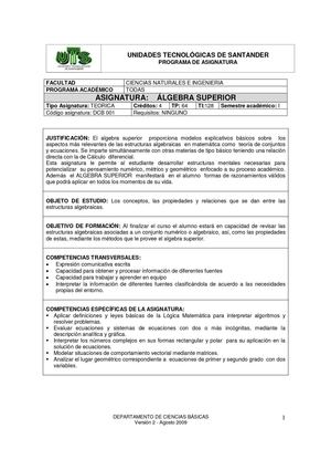 PROGRAMA - Álgebra Superior FCNI