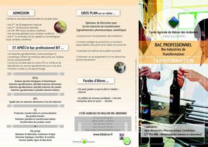 Bac Pro Bio Industries de Transformation