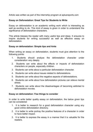 Essay on deforestation