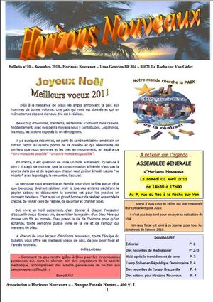 Bulletin Horizons Nouveaux N° 10 Déc.2010