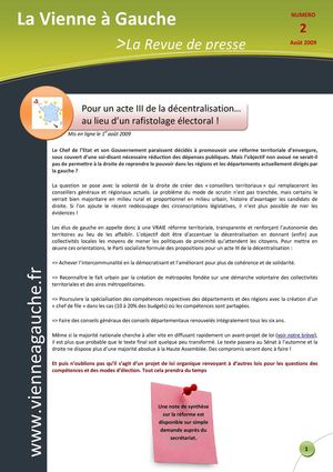 Revue de presse Vienne à Gauche n°2_août 2009