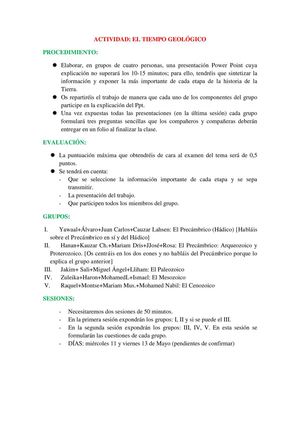 Actividad: El tiempo Geológico