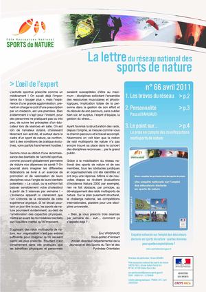 Lettre du réseau des sports de pleine nature avril 2011