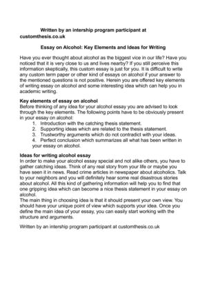 Calamo Essay On Alcohol Key Elements And Ideas For Writing Essay On Alcohol Key Elements And Ideas For Writing