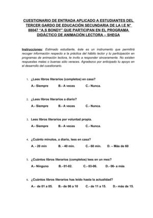 Pre Test Aplicado a estudiantes sobre animacion lectora.
