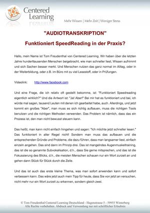 Funktioniert SpeedReading in der Praxis?