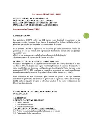 LAS NORMAS OHSAS 18001 y 18002