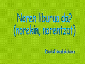 Z EUSKERA - NOREN, NOREKIN, NORENTZAT