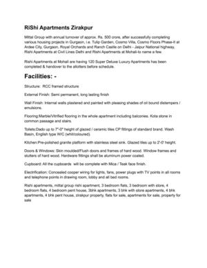 3 4 Bhk Super Flats In Rishi Apartments Zirakpur >> 9356667007