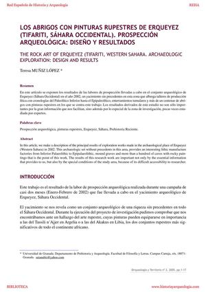 LOS ABRIGOS CON PINTURAS RUPESTRES DE ERQUEYEZ (TIFARITI, SÁHARA OCCIDENTAL). PROSPECCIÓN ARQUEOLÓGICA: DISEÑO Y RESULTADOS