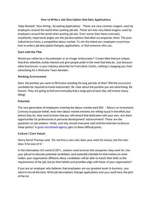 How to Write a Job Description that Gets Applications