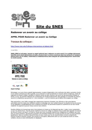 Collège 5-6 avril 2011 SNES