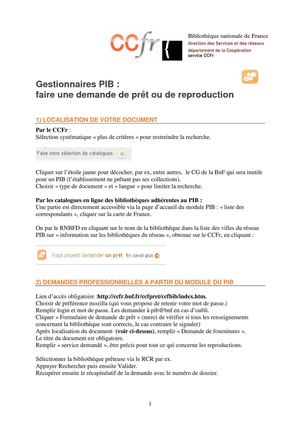Tutoriel PIB : Faire une demande de prêt ou de reproduction 