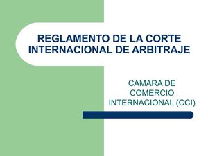 REGLAMENTO DE LA CORTE INTERNACIONAL DE ARBITRAJE COMERCIAL