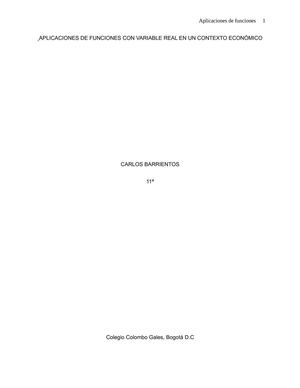 APLICACIONES DE FUNCIONES CON VARIABLE REAL EN UN CONTEXTO ECONÓMICO