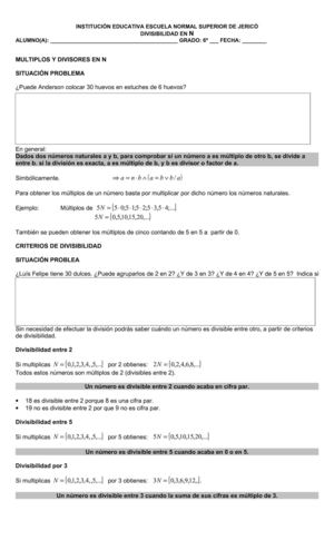 Divisibilidad en el conjunto de los números Naturales