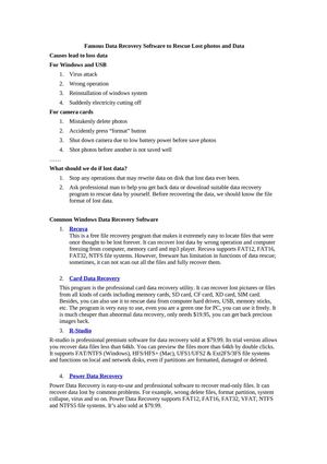 Famous Data Recovery Software to Rescue Lost photos and Data