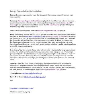 Version 2.5 of Software has made Recovery Program for Excel File Quicker 