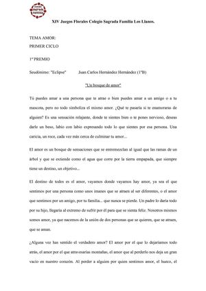 XIV Juegos Florales Colegio Sagrada Familia Los Llanos de Aridane.