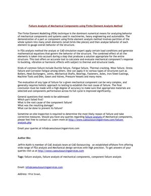 Failure Analysis of Mechanical Components using Finite Element Analysis Method