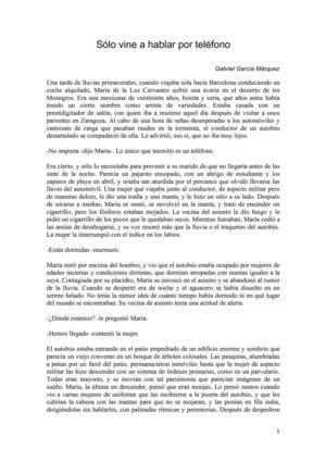 Sólo vine a hablar por teléfono, un cuento de Gabriel García Márquez