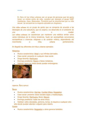 trabajo de comunicacion tribus urbanas