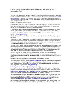 Preparing for driving theory test, DSA mock test and hazard perception test