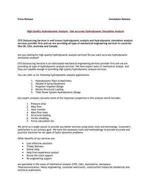 CFD Design and Analysis – High Quality Hydrodynamic Analysis – Get accurate Hydrodynamic Simulation Analysis