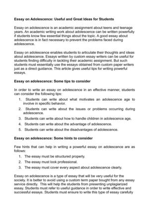 Реферат: Adolescence Essay Research Paper Adolescence for