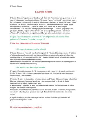 Géo : L'Europe rhénane