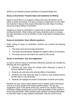 Calam O Essay On Alcoholism Possible Ideas And Guidelines For Writing