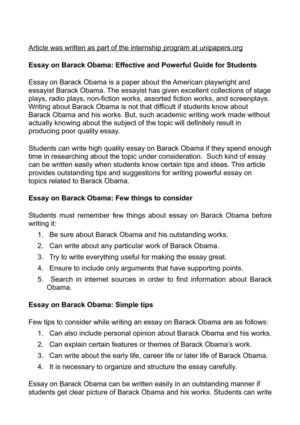 essay about president obama