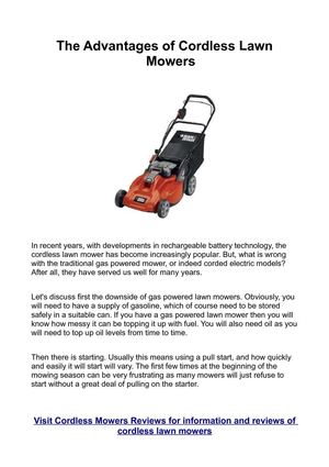 The Advantages of Cordless Lawn Mowers